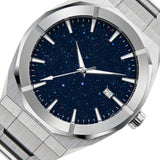 Matte Star Dust Dial Silver Full Stainless Steel Strap High Quality Luxury Frosted Japanese Miyota Quartz Watch Clock for Men