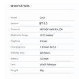 GS01 Smart Sunglasses Wireless BT5.0 Stereo Headset HandsFree Calling Music Audio Sunglasses