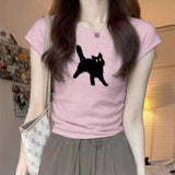 Women's Summer Design Sense Niche Pleated Slim-fit Short-sleeved T-shirt