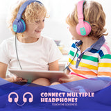Kids Headphone Bluetooth 5.0 Wireless+Wired Headset for Mobile Phone Gaming Earphone with Audio Sharing Hole Support Two Headset