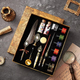 17pcs Antique Sprinkg Feather Dip Pens Ink Vintage Calligraphy Pen Set Fountain Art Supplies Crafts Gifts for Student DIY