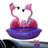 Solar Bobblehead Flamingo Cute Ornaments Dashboard Shaking Decor Valentine's Day Shake Head Toy For Car