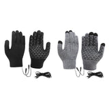 USB Heated Knitted Full Finger Non-Slip Thermal Knitting Mitts Cycg Gloves for Autumn Winter