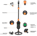 MD-1008A Metal Underground Depth Search Finder - Gold Detector Treasure Detecting Pinpointer with Waterproof Coil