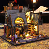 1pc DIY Hut Creative Assembly Magic Book House, Retro DIY Hut, Handmade 3D Three-dimensional Assembled Architectural Model Toy Gift, Miniature Doll House With Furniture, DIY Wooden Doll House Kit, Halloween Decor