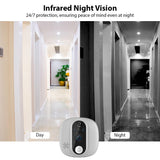Smart WiFi Camera - Tuya APP, Night PIR Movement Detection, Rechargeable Peephole Viewer Doorbell for Home