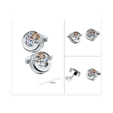 Movement Gear Precision Carving Fully Automatic Mechanical French Shirt Cufflinks Men's Sleeve Nails, D