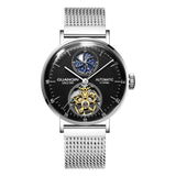 GUANQIN New Mechanical Tourbillon Luxury Men's watches Steel shell Moon Phase Automatic watch for men Waterproof Leather Watch