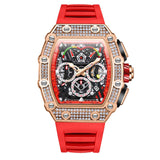 Fashion Men's Automatic Mechanical Watch ONOLA Unique Luxury Diamond Inlaid Design Waterproof Silicone Tape Watch Men Clock