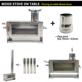Rocket Wood-Burning for Camping Outdoor Fireplace Cooking Stove Microcrystale Pyrex Glass Window