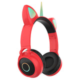 Cute Kids Headphones Unicorns Wireless Earphones LED Light Cat Ear Girls Boys Bluetooth Headset HIFI Stereo Bass With Microhpone
