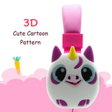 JINSERTA kids Headphones Cute Cartoon Unicorns Earphones Stereo Music Foldable Stretchable 3.5mm Wired Headphone