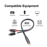 0.3m Speaker Y-Adapter Splitter RCA 1 Male to 2 Female Stereo Audio Cable Gold Plated