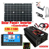 110V/220V Panel System 18V18W Solar Panel+30A Charge Controller+4000W Modified Sine Wave Inverter Power Generation Kit