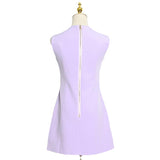 Elegant Light Purple Button Detachable Jacket