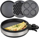 Multi Baker Deluxe - Easy Baking Appliance with Temp Control & 3 Skillets for Grilling, Baking, Desserts - Grilled Cheese, Pizza, Cake Pops