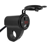 Aluminium Alloy Motorcycle Handlebar Mount 2.4A USB Charger Voltmeter ON/Off Switch SAE Fits for 22mm-26mm Handlebars
