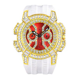 PINTIME Men's Watches Sport Diamond Ice Out Spider-Shaped Dial Silicone Strap Fashion Quartz Wristwatch Watreproof Reloj Hombre