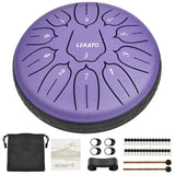 Lekato 6 Inch Tongue Drum 11 Notes D Tune Steel Hand Pan Drum Tank Drums with Drumsticks Padding Bag Percussion Instruments
