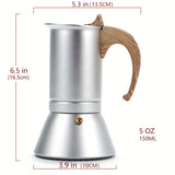1pc/150ml, Portable Lace-up Moka Pot - Manual Coffee Maker for Home and Travel - Aluminum Coffee Pot with Electromagnetic Stove