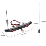 Metal Rear Bumper with LED Light Antenna Tail Hook for 1:10 RC Crawler Car TRX4 Axial SCX10 90046