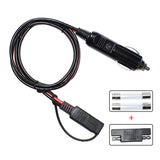 to Cigarette Lighter 14AWG 100cm Plug Extension Cable with SAE Polarity Reverse Adapter 15A Fuse