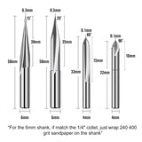 CNC Bits Set 1/4 Shank, Engraving Wood Carving Router Bit 6mm & 4mm, V-Groove, Profile Bit, Tungsten Steel - 4PCS