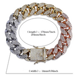 Men's Full Zircon Jewelry Buckle Cuban Chain Bracelet