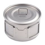 Titanium Folding Handle Camping Bowl Dinner Food Container Outdoor Pan With Handles And Lid Secure Hold Picnics