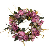 Simulation Garland Door Artificial Silk Peony Flower Wreath Wedding Decoration Window Layout