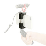 Universal Cell Phone Clip Holder Microphone Tripod Adapter for iPhone Huawei Samsung with Cold Shoe Mount for Led Video Light