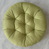 Round linen PUF with wheels - meditation cushion, soft and breathable seat cushion