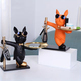 1pc French Bulldog Sculpture Dog Statue ,Decorative Figurine Storage, Metal Tray Coin Money Box/saving Pot Entrance Key Snack Holder,Home Living Room Bar Cafe Decor Ornament, Room Decor Tabletop Display Ornament