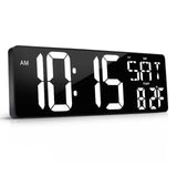 16.5-inch Perpetual Calendar Wall Clock - Large Screen with Temperature, Date, Week Display. LED Digital Multi-Function with Remote