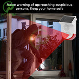 Motion Sensor Outdoor Solar 120dB Loud Siren LED Strobe Lights Sound Security Alarm Adjustable Sensing Distanc