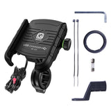 USB QC 3.0 36W Waterproof 12V/24V Motorcycle Phone Holder Mount on 22-32mm Handlebar Mirror Bar Fit 4-7 inch Cellphones