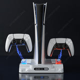 Stand PS5 Slim Dual Controller Charging Station RGB Light 8 Game Disk Slots 3 Levels Coog Fan For Playstation 5
