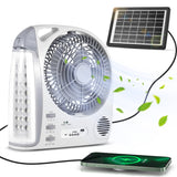 6-in-1 Portable Electric Outdoor Fan - Solar Powered, Rechargeable, with LED Light, 2 Wind Speeds and Brightness Adjustable