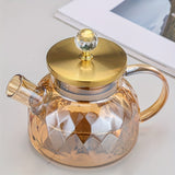 1pc, Glass Pitcher With Lid, Light Luxury Kettle, Easy Clean Heat Resistant Glass Water Carafe With Handle For Hot/Cold Beverages