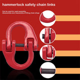 G80 Alloy Steel Hammerlock Coupling Link Connecting Link, 5/16Inch, 4 Pack, Red, 4400 Lbs Load Limit