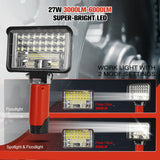 27W 6000LM LED Work Light Flashlight Spotlight Portable Outdoor Camping Electric Torch for Milwaukee 10.8V-12V Li-ion Battery