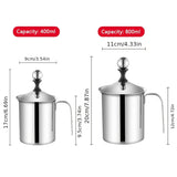 1pc 400/800ML Manual Milk Frother Foam Maker Stainless Steel Thickened Double Mesh Cream Milkshake Coffee Cappuccino Beater