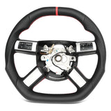Perforated Leather Steering Wheel Luxurious Style Flat Bottom Steering Wheel Stylish Hand Finished Stitching for Modification