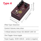 MOSKYAudio Effect Pedal 4 Mode Switch & Volume/Tone/Drive Controls Compact Digital Overdrive Guitar Effector