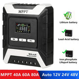 10A/20A/30A/40A/50A/60A/80A 12V/24V/48V Auto MPPT Solar Charge Controller Regulator for Lithium/Lead-Acid/Iron Phosphate Battery