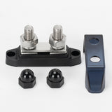 250A Busbar Marine Power Distribution Block M10 Pure Copper Terminal Studs For Car Audio With Cover