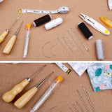 58 Pieces Leather Sewing Kit, Leather Sewing Upholstery Repair Kit With 8 Colors Sewing Thread, For Leather Sewing