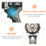 21V Brushless Impact Hammer 200Nm Cordless 6000mAh Battery Mini Electric Screwdriver Drill