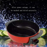 Hot Double Soup Pots Non Stick less Home Kitchen Cookware Twin Divided Shabu Pot Electric Cooker 6L