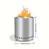 1pc, Tabletop Fire Pit 17.02 X 13.97 Cm, Low Smoke Camping Stove For Outdoor & Patio, Fueled By Pellets Or Wood, Safe Burning Table Top Firepit, With Travel Bag & Removable Ash Pan & Fireproof Mat, Silvery